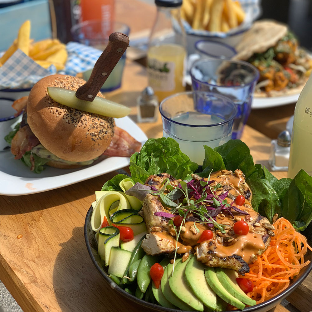 bang bang chicken salad bowl in cafe in Eastbourne